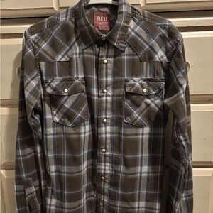 Vintage Wrangler White and Blue Plaid Shirt